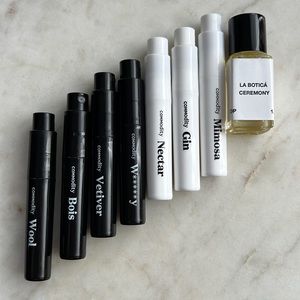 Commodity La Botica Fragrance Sample Lot Nectar Gin Mimosa Wool Bois Vetiver Etc